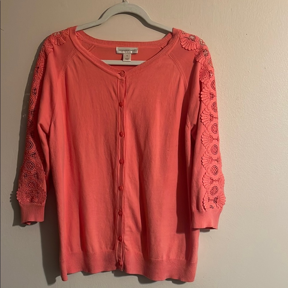 Christopher & Banks Coral Cardigan Lightweight Knit